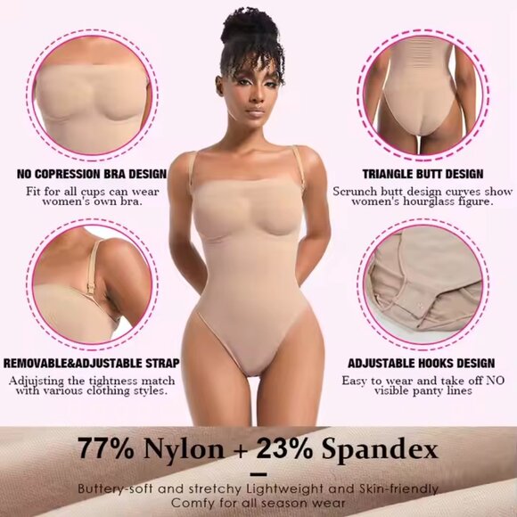 Seamless Black Tube Top Corset Bodysuit Push up Fajas Bandeau Bodysuit - Picture 3 of 6